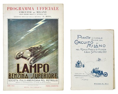 Lot 810 - Monza (Eni Circuit). Programa Ufficiale Circuito di Milano. Gran Premio dell'A. C. Italia 1922