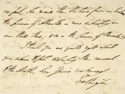Lot 65 - Wellington (Duke of). Autograph letter signed to Sir Charles Stuart, Pero Negro, Portugal, 1810