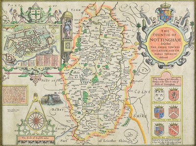 Lot 136 - Nottinghamshire. Four engraved maps, 17th - 19th century