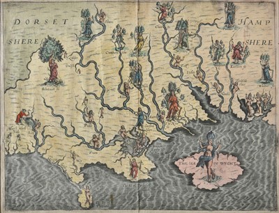 Lot 28 - Drayton (Michael). Allegorical map of Hampshire & Dorset, 1612 or later