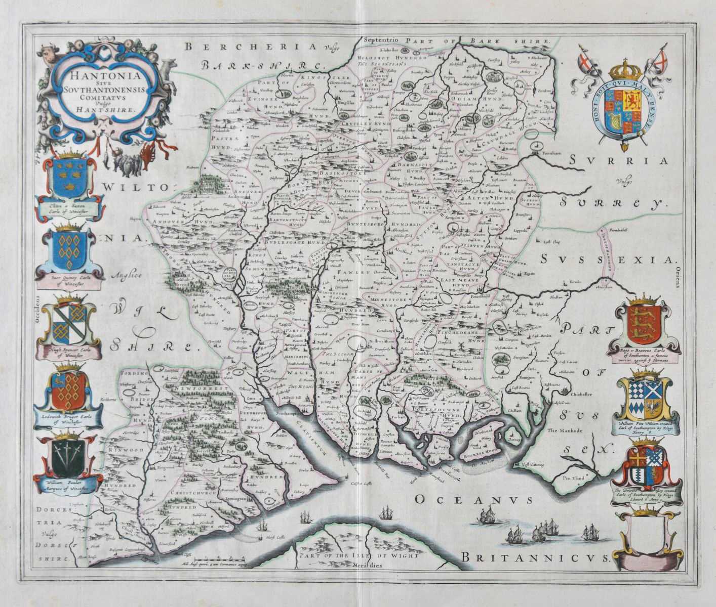 Lot 45 - Hampshire. Blaeu (Johannes), Hantonia sive Southantonensis comitatus vulgo Hantshire, circa 1645