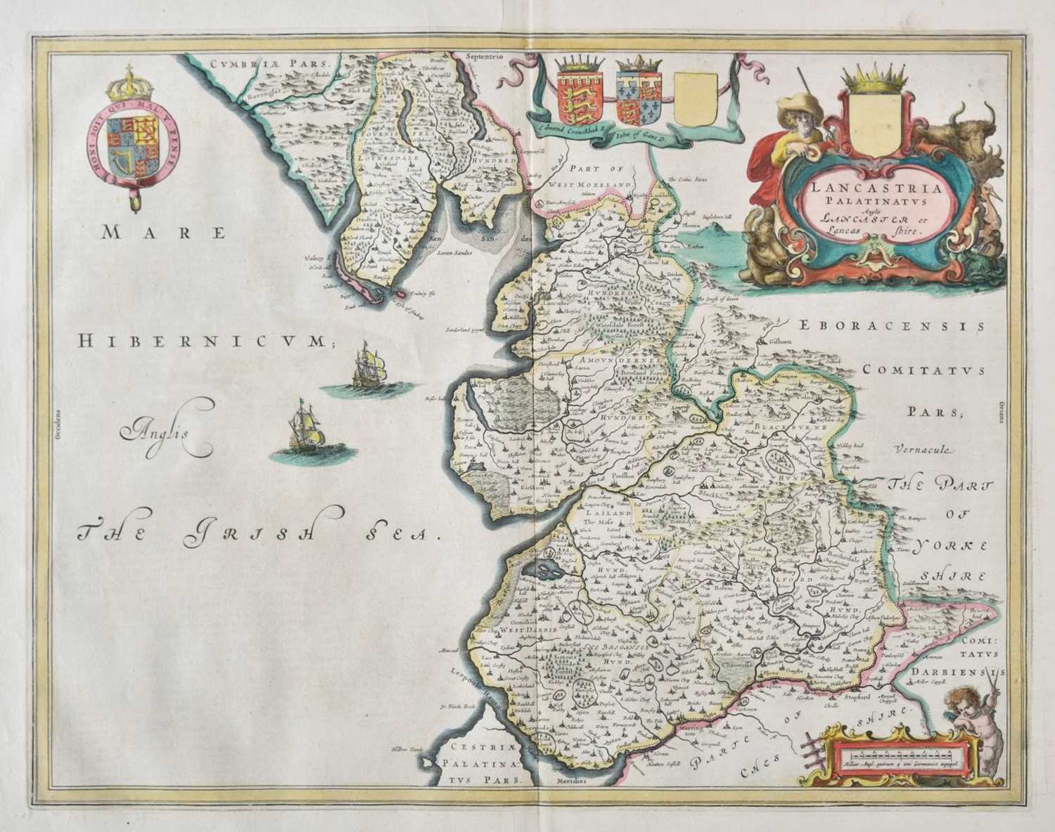 Lot 52 - Lancashire. Blaeu (Johannes), Lancastria Palatinatus Anglis Lancaster et Lancasshire, circa 1645