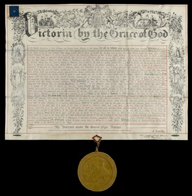 Lot 469 - Hugh McCalmont Cairns, 1st Earl Cairns (1819-1885). A group of four Letters Patents