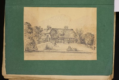 Lot 657 - Scrap Album. An album of watercolours and engravings, late 18th-19th century