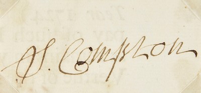 Lot 581 - Compton (Spencer, c. 1674-1743, 1st Earl of Wilmington). Autograph signature