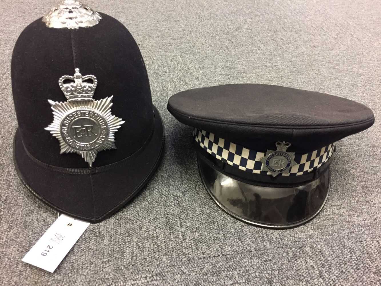 Lot 219 - Gloucestershire Police helmet and hat