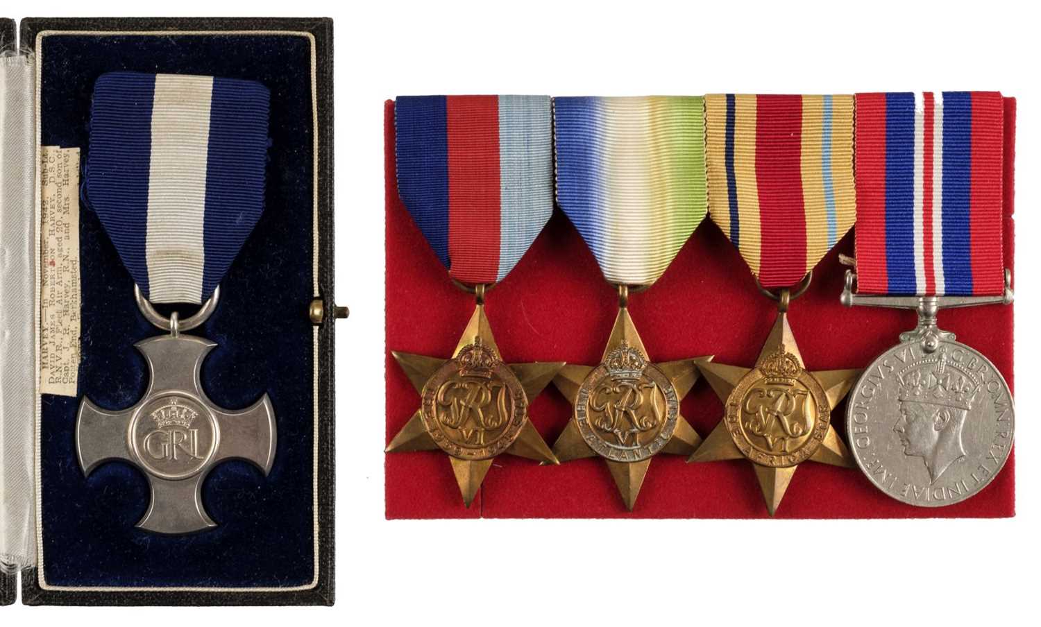 Lot 74 - WWII DSC group to Sub.Lt. (A) D.J.R. Harvey, DSC, Royal Naval Volunteer Reserve