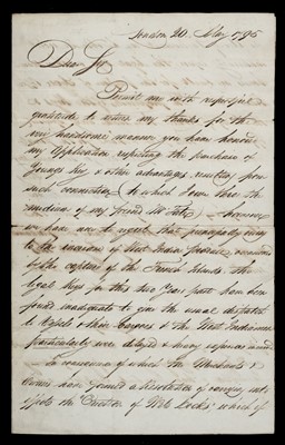 Lot 706 - West India Docks, London. Letter from Henry Collier, 1795