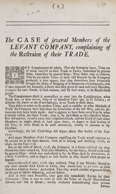 Lot 161 - Levant Company. Five rare broadsides, 1718-19