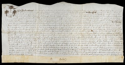 Lot 675 - Gloucestershire Terrier of Land. Vellum indenture, 1657