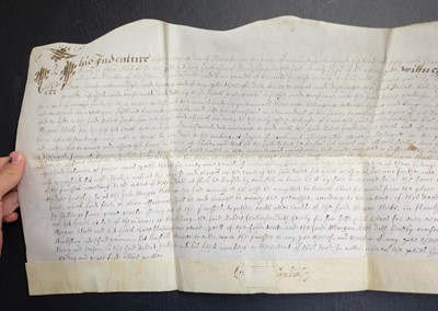 Lot 675 - Gloucestershire Terrier of Land. Vellum indenture, 1657