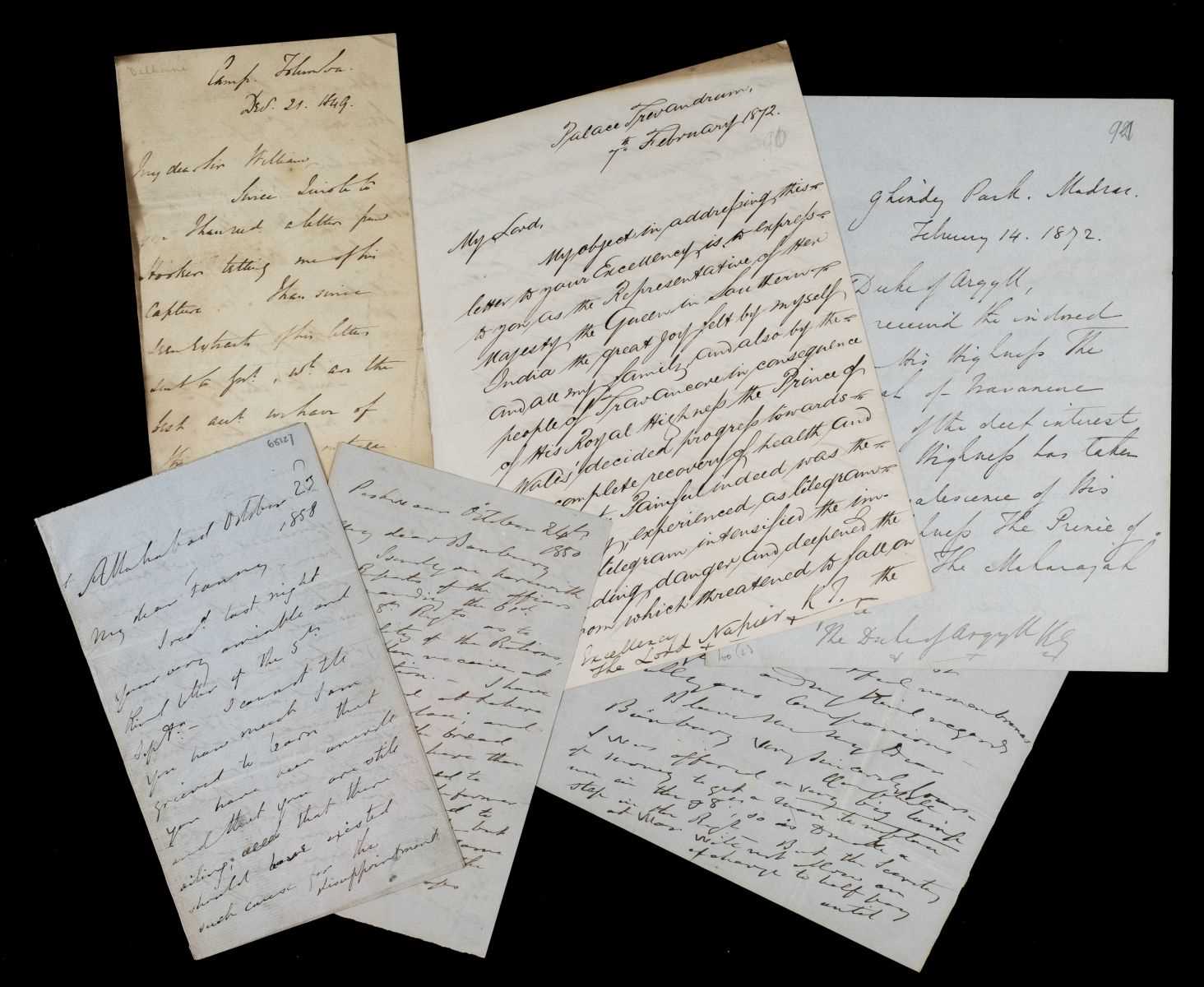 Lot 146 - Dalhousie (Marquess of). Autograph letter signed to Sir William Hooker, 1849, & other Indian letters