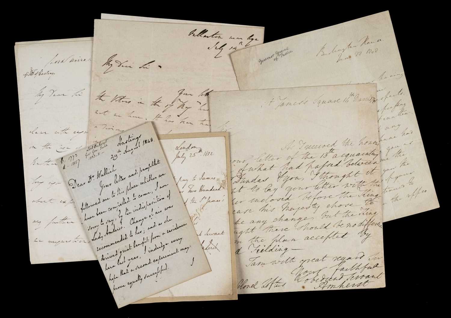 Lot 152 - Hastings (Francis Rawdon, 1st Marquess). Three autograph letters signed, 1801-10, & 3 other letters