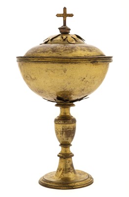 Lot 101 - Continental gilt copper chalice and cover probably 17th / 18th century