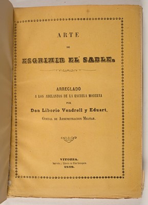 Lot 479 - Vendrell y Eduart (Liborio). Arte de Esgrimir el Sable..., Vitoria, 1879
