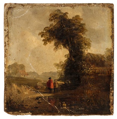 Lot 439 - Constable (John, 1776-1837, manner of). Landscape with figures