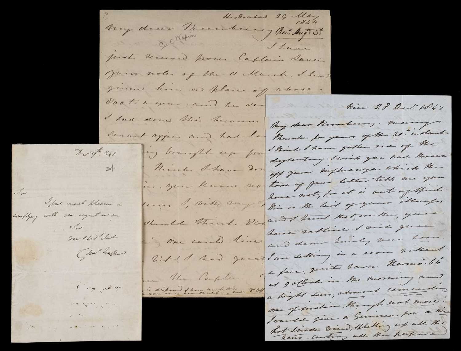 Lot 166 - Napier (Sir Charles, 1782-1853). Three autograph letters signed, 1841-7