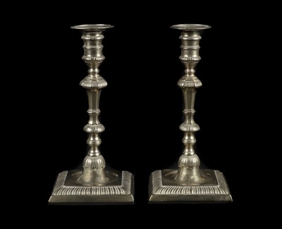 Lot 214 - Candlesticks. A pair of 18th century paktong candlesticks