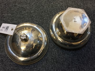 Lot 210 - Artificers Guild. Edward Spencer silver plated bowl and cover c.1930