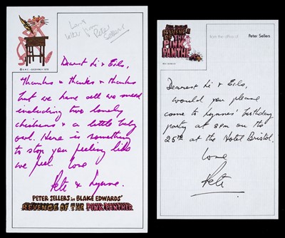 Lot 641 - Sellers (Peter, 1925-1980). 2 Autograph Letters Signed, c.1980