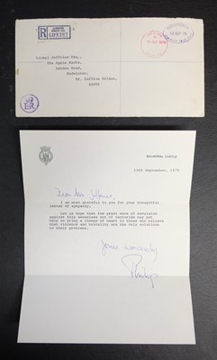 Lot 608 - Philip (Prince, Duke of Edinburgh, 1921-). Typed Letter Signed, 13 September 1979
