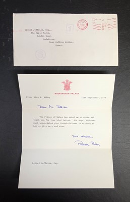 Lot 608 - Philip (Prince, Duke of Edinburgh, 1921-). Typed Letter Signed, 13 September 1979