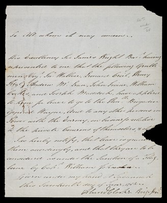 Lot 145 - Clarke (Sir Alured, 1744-1832). Manuscript document signed, Savannah, Georgia, 1782