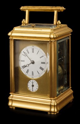 Lot 91 - Carriage clock. A later 19th century striking and repeating alarm clock