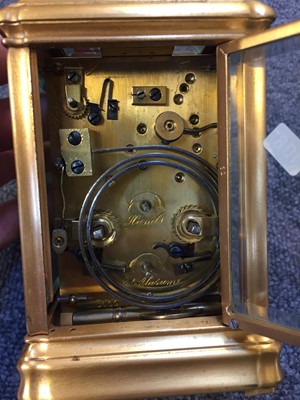 Lot 91 - Carriage clock. A later 19th century striking and repeating alarm clock