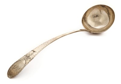 Lot 230 - Soup ladle. An 18th century American silver soup ladle