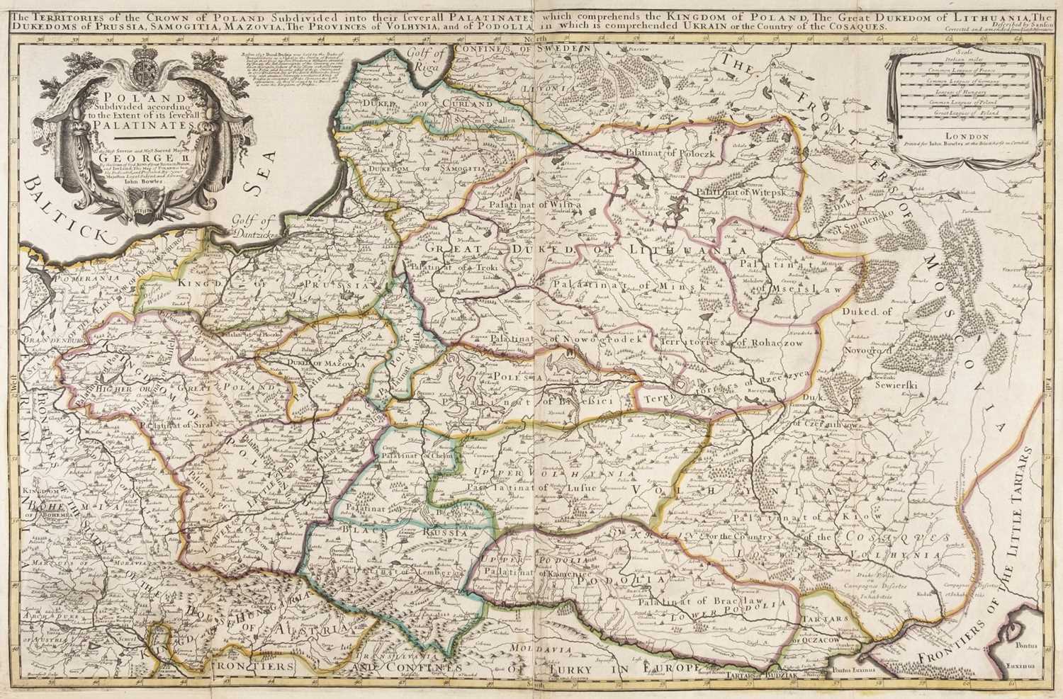 Lot 84 - Poland. Bowles (John), Poland Subdivided according to the extent of its Severall Palatinates, 1744