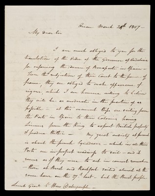 Lot 717 - Collingwood (Cuthbert, 1st Baron 1748-1810). Autograph letter to Sir Hew Dalrymple, 1807