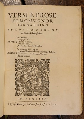Lot 490 - Baldi (Bernardino). Versi e Prose, 1590