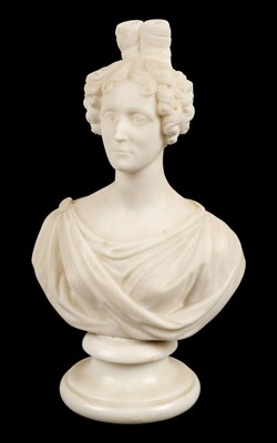 Lot 127 - Marble bust. A Victorian half-length female marble bust c.1850
