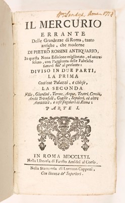 Lot 170 - Rossini (Pietro). Il Mercurio errante delle Grandezze di Roma, 1771