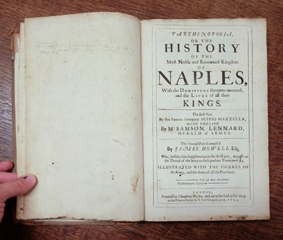 Lot 521 - Howell (James). Parthenopoeia, or The History of the Most Noble ... Kingdom of Naples, 1654