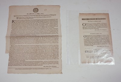 Lot 506 - Cromwellian Parliament. Resolves of Parliament ... Rates for Composition of Delinquents, 1650