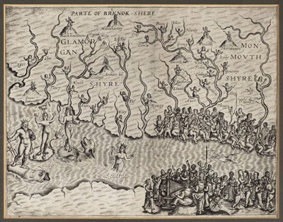 Lot 30 - Drayton (Michael). Untitled allegorical map of South Wales and North Somerset, circa 1622
