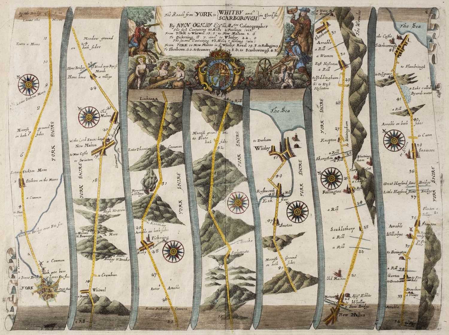 Lot 76 - Ogilby (John). The Roads from York to Whitby and Scarborough in Yorkshi...., circa 1680