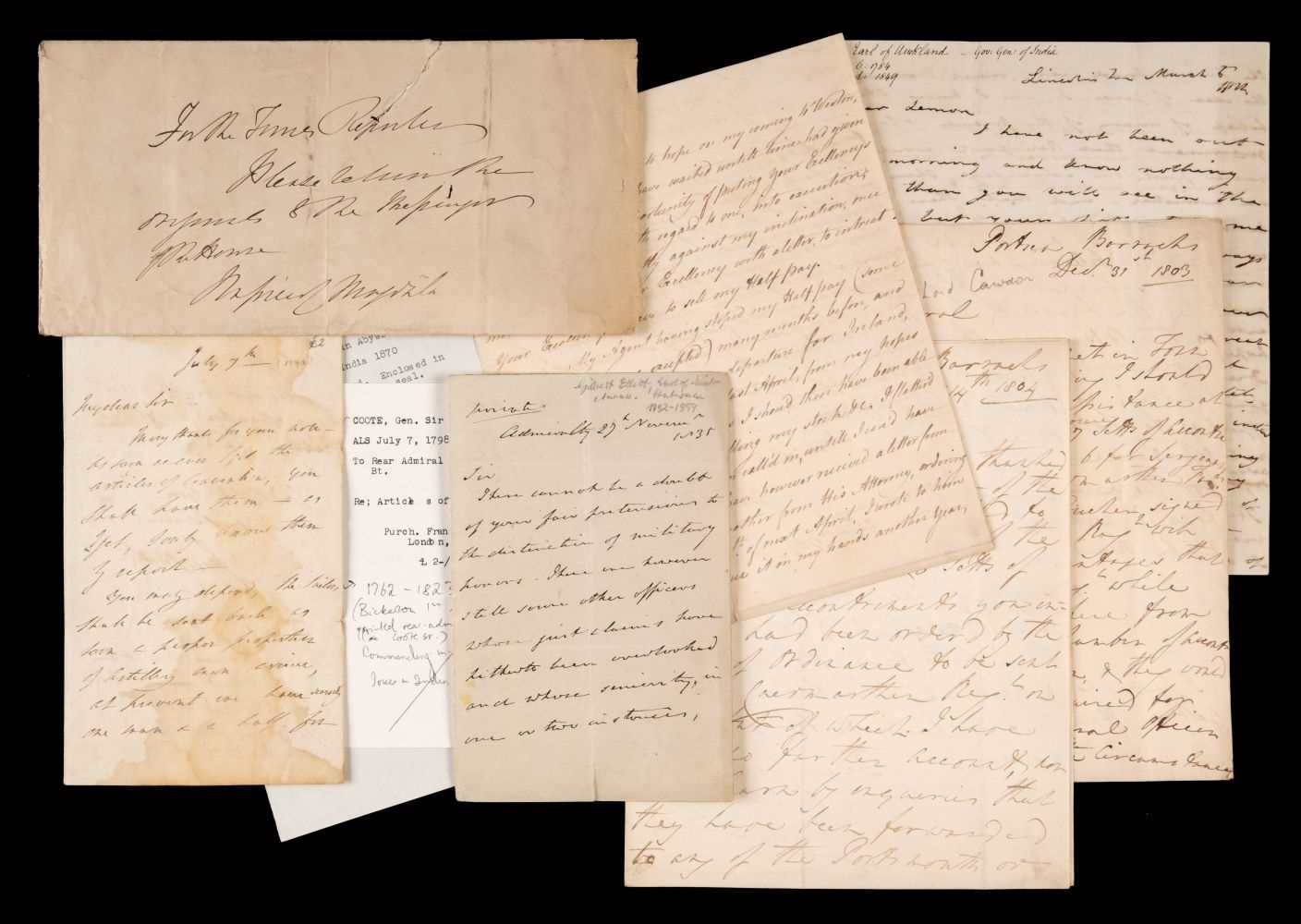 Lot 6 - Auckland (George Eden, Earl). Autograph letter signed, 1814, & other military letters