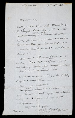 Lot 629 - Brunel (Marc Isambard, 1769-1849). Autograph letter signed to Henry Law, 1843