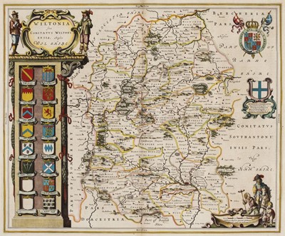 Lot 129 - Wiltshire. Blaeu (Johannes), Wiltonia sive comitatus Wiltoniensis Anglis Wil Shire, circa 1660