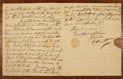 Lot 711 - Beatty (Sir William, 1773-1842). Autograph letter to Page Nicol Scott, 1840