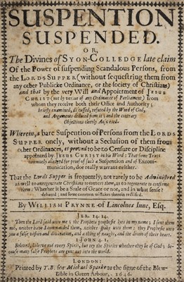 Lot 548 - Prynne (William). Suspention Suspended, 1646