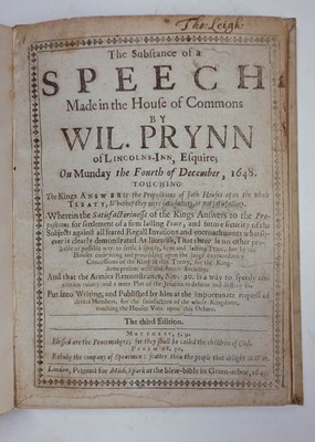 Lot 548 - Prynne (William). Suspention Suspended, 1646