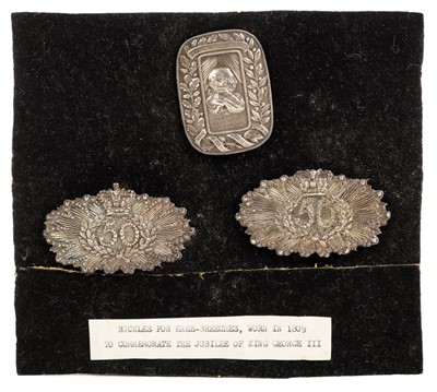 Lot 213 - Buckles. George III white metal knee-breech buckles c.1809