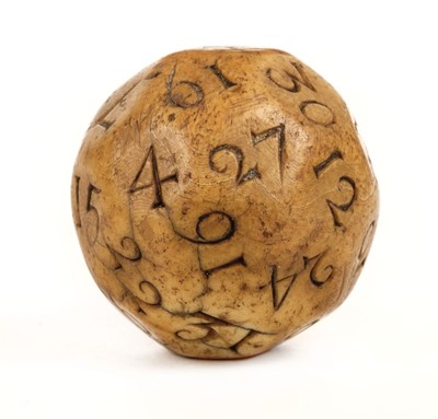 Lot 114 - Gambling ball. A rare ivory gambling ball c.1700