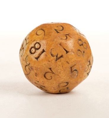 Lot 114 - Gambling ball. A rare ivory gambling ball c.1700
