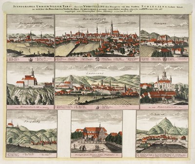 Lot 406 - Poland. Werner (F.), 7 sheets with multiple views from 'Scenographia Urbium Silesiae', 1737 - 1752