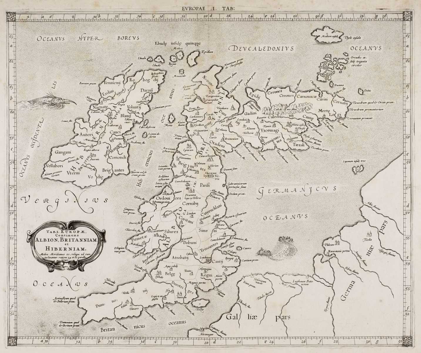 Lot 11 - British Isles. Mercator (Gerard), Tab. I. Europae Continens Albion Britanniam et Hiberniam, 1690